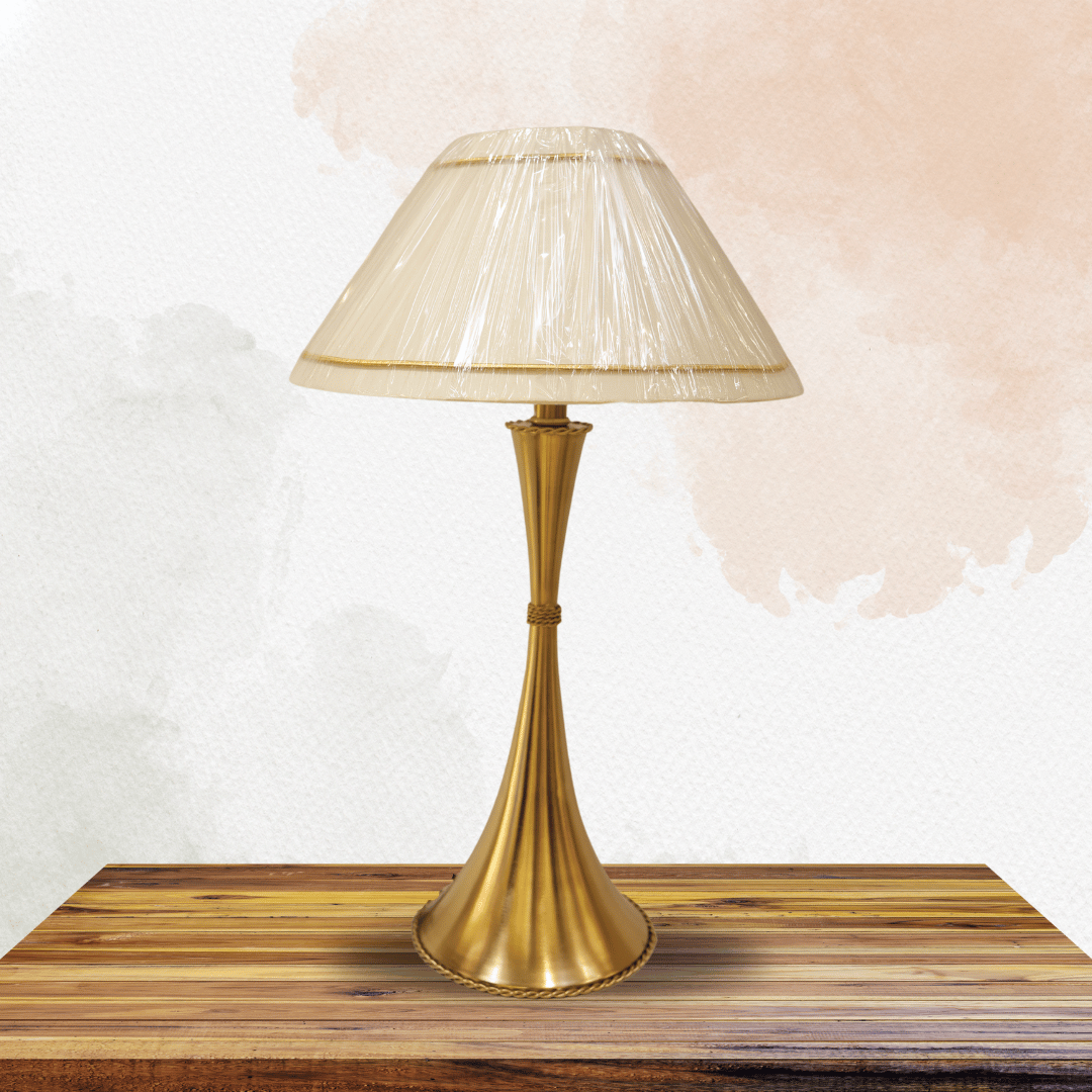 Elegant Gold-Plated Table Lamp with White Tapered Shade