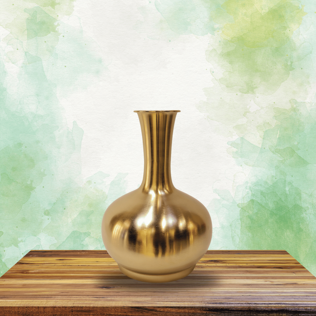 Golden Sleek Narrow-Neck Vase with a Polished Finish