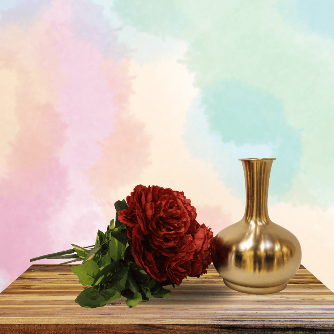 Golden Sleek Narrow-Neck Vase with a Polished Finish