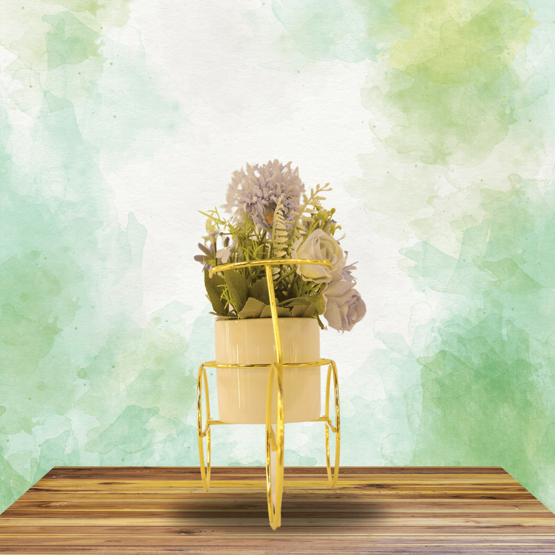 Golden Tricycle Planter Stand