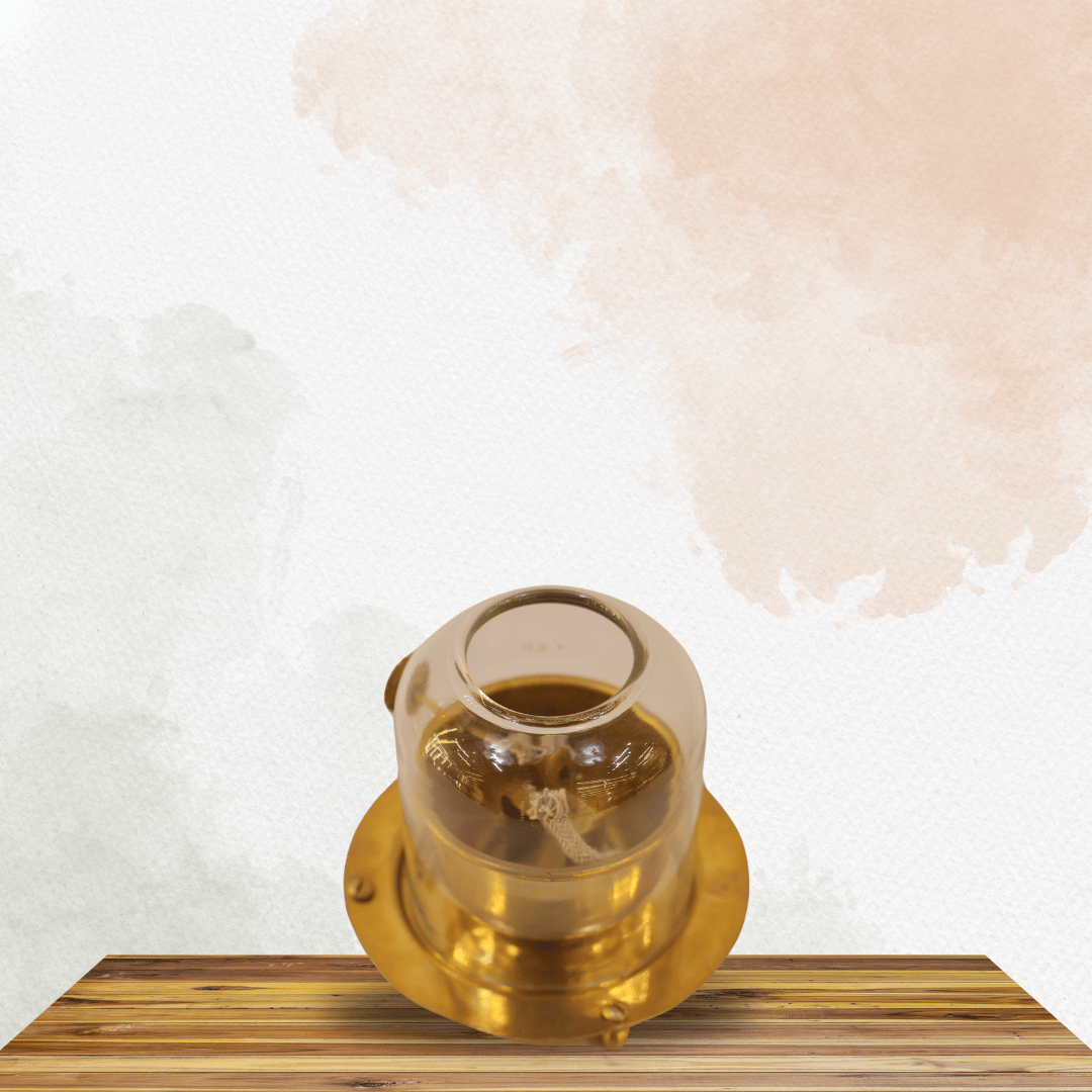 Akhand Jyot Lamp with Adjustable Bati and Glass Cover