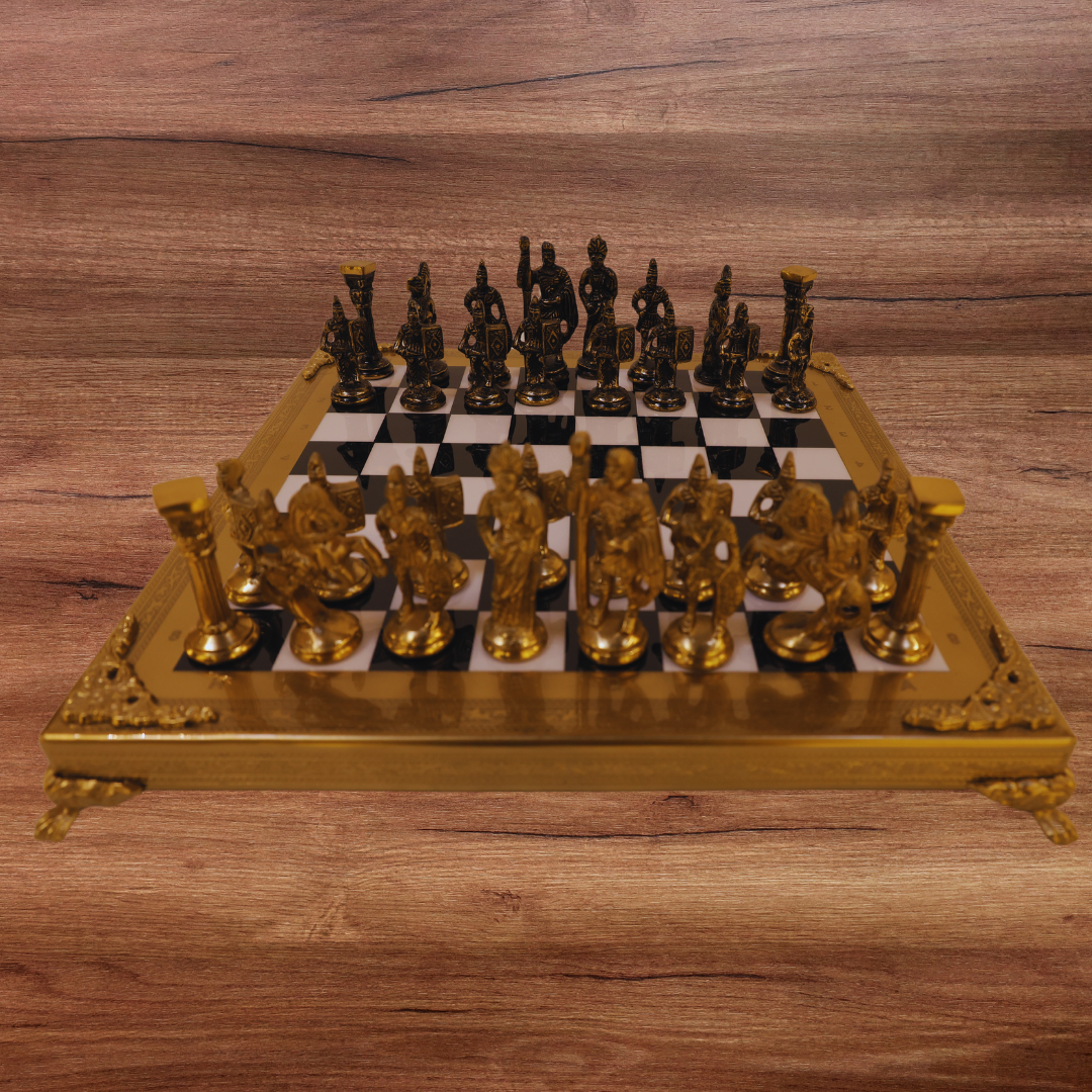 Luxury Metal Ancient Roman Army Theme Brass Chess Board