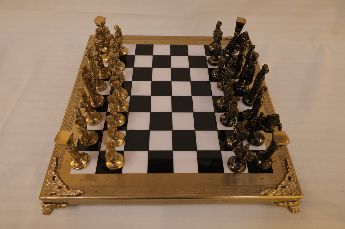 Luxury Metal Ancient Roman Army Theme Brass Chess Board