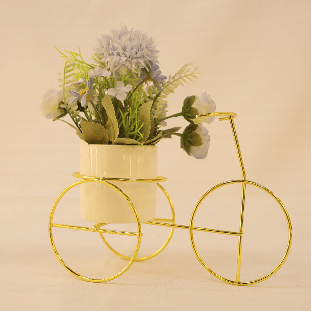 Golden Tricycle Planter Stand