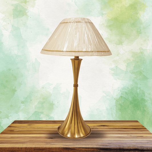 Elegant Gold-Plated Table Lamp with White Tapered Shade