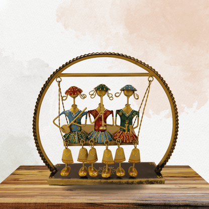 Rajasthani Home Decor Swing Set with 3 Dolls