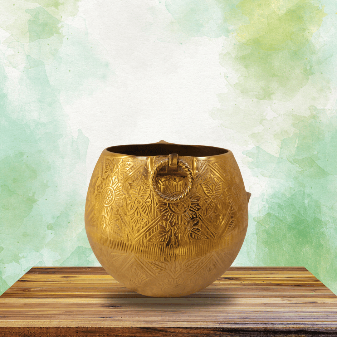 Handcrafted Carving Brass Planter 