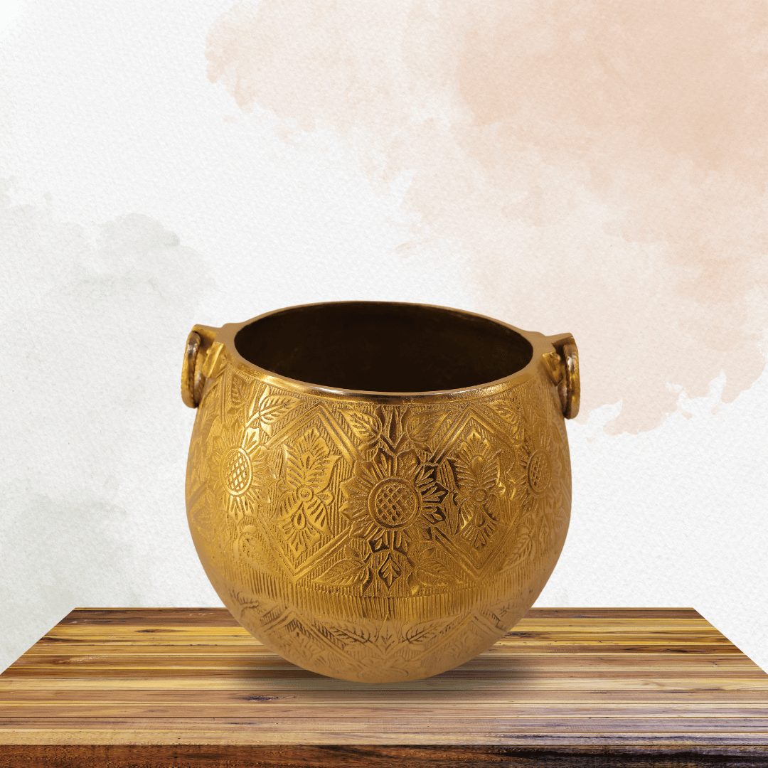 Handcrafted Carving Brass Planter 