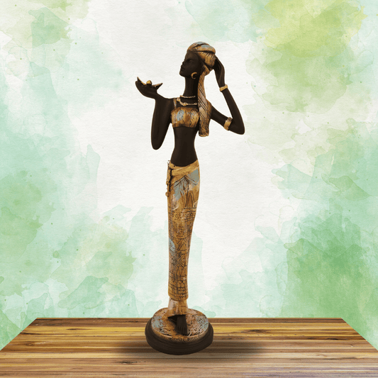 African Lady Figurine Tribal Women Statue