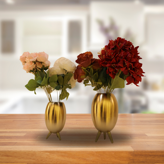 Luxurious Golden Metal Flower Vase