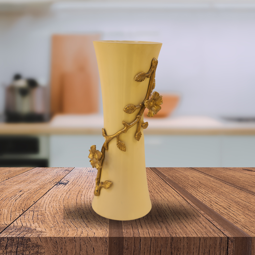 Golden Stem Cream Flower Vase