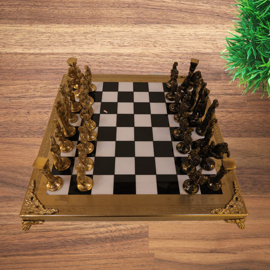 Luxury Metal Ancient Roman Army Theme Brass Chess Board