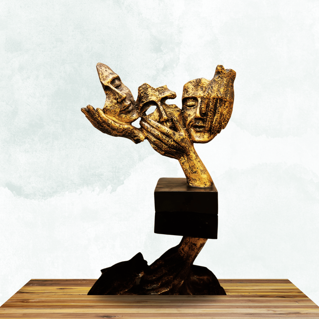 Three Faces Artistic Sculpture Decor Showpiece