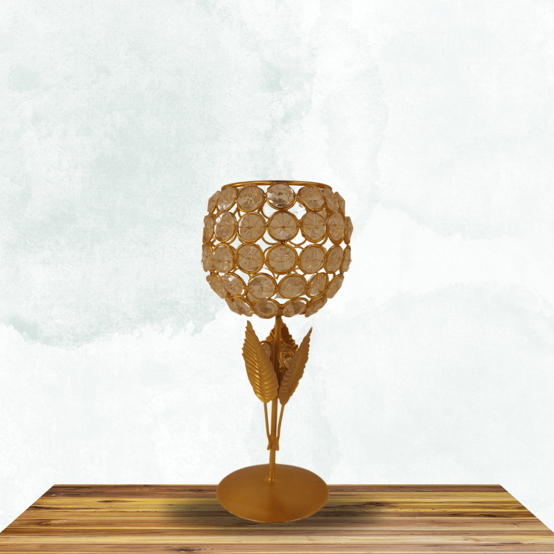 Beautiful Crystals Rose Golden Candle Holder