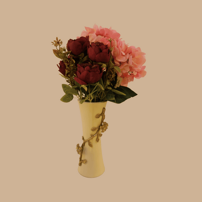 Golden Stem Cream Flower Vase